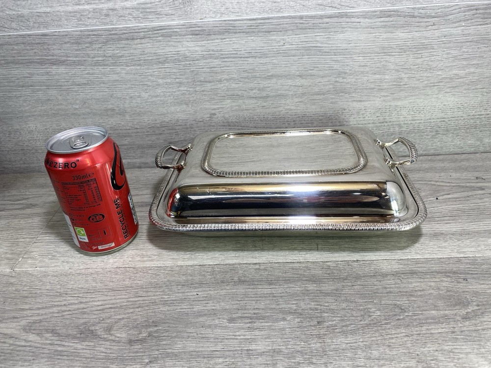 EARLY 20TH C. SILVER PLATE SERVING DISH two handle made in uk