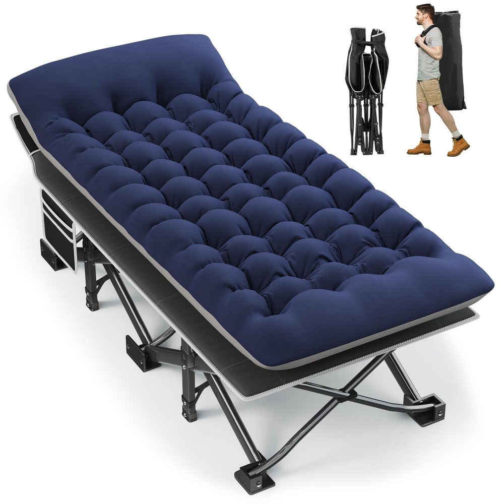 Portable Camping Cot, 32" Extra Wide Camping Cots for Everyone with Thick Cus...