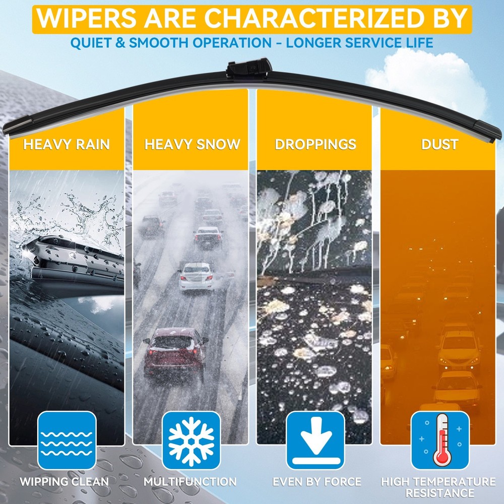 2Pcs Front Windshield Flat Wiper Blade For VW Jetta 5 A5 2006-2011 24'' +19''