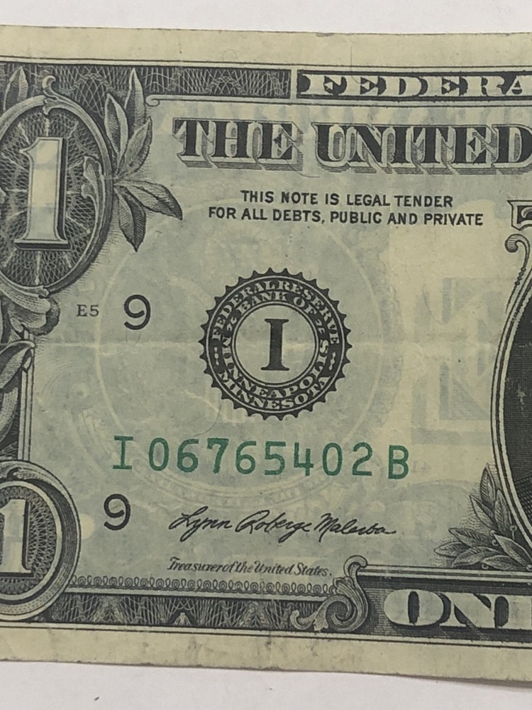 Offset Printing Error 2021 Circulated $1 Dollar Note (Clearly See Reverse Print)