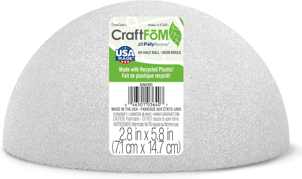 Craftfōm Half Ball 2.8 X 5.8 Inch White