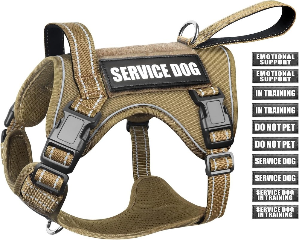 Tactical Dog Harness No Pull Dog Harness Medium Large Dogs W/ Handle & Molle