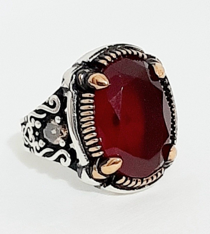 925 SILVER RING Men Solitaire Spinel Ring Sterling Man $