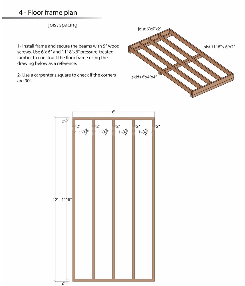 DIY Building Plans for 12'x6' Storage Shed - 32 Sheets, Tools & Materials List