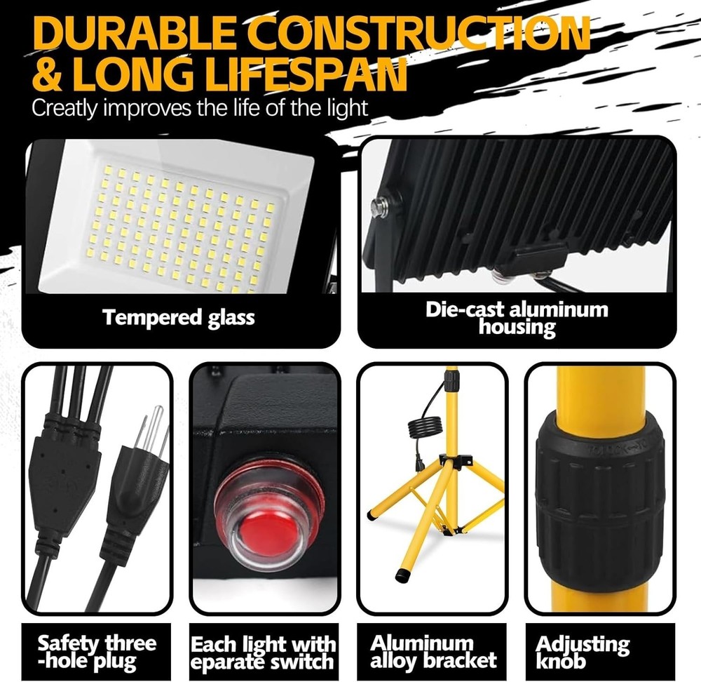 Work Light with Stand, Lumen Dual-Head LED Work Light...