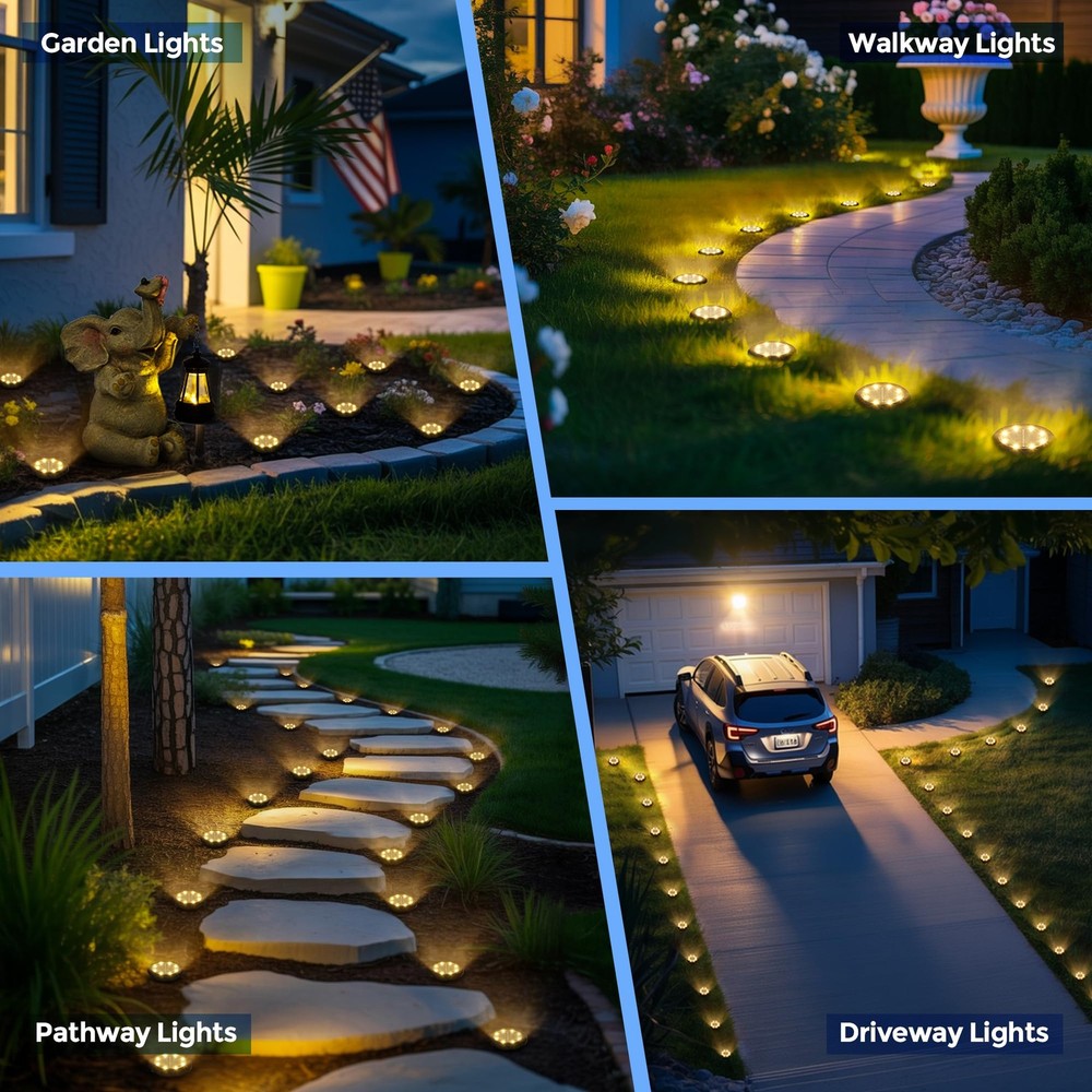 SOLPEX Mini Solar Ground Lights, 20 Pack Lights 20 Pack, Warm White