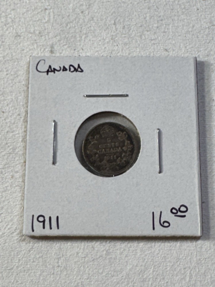 1911 Canada 5 Cents Silver Coin