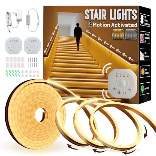 Motion Sensor LED Strip Lights 16.4ft - Chasing Effect, Auto ON/OFF, Warm White,