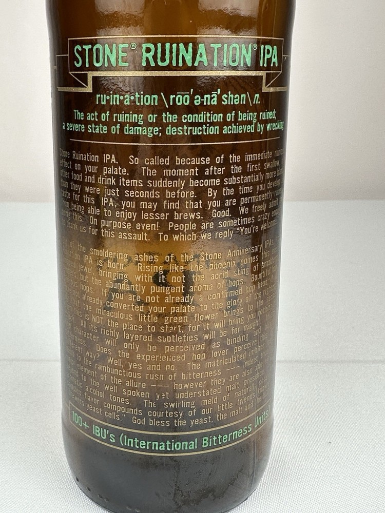 Stone Ruination India Pale Ale Bottle Empty