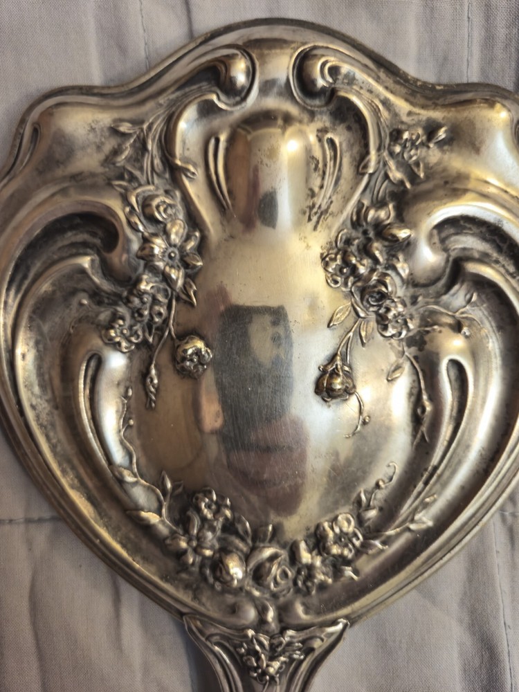 Antique german silver hand mirror