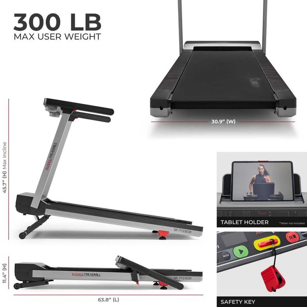 Fully Assembled Smart Treadmill One Click Quick Button Auto Incline Cushion Deck