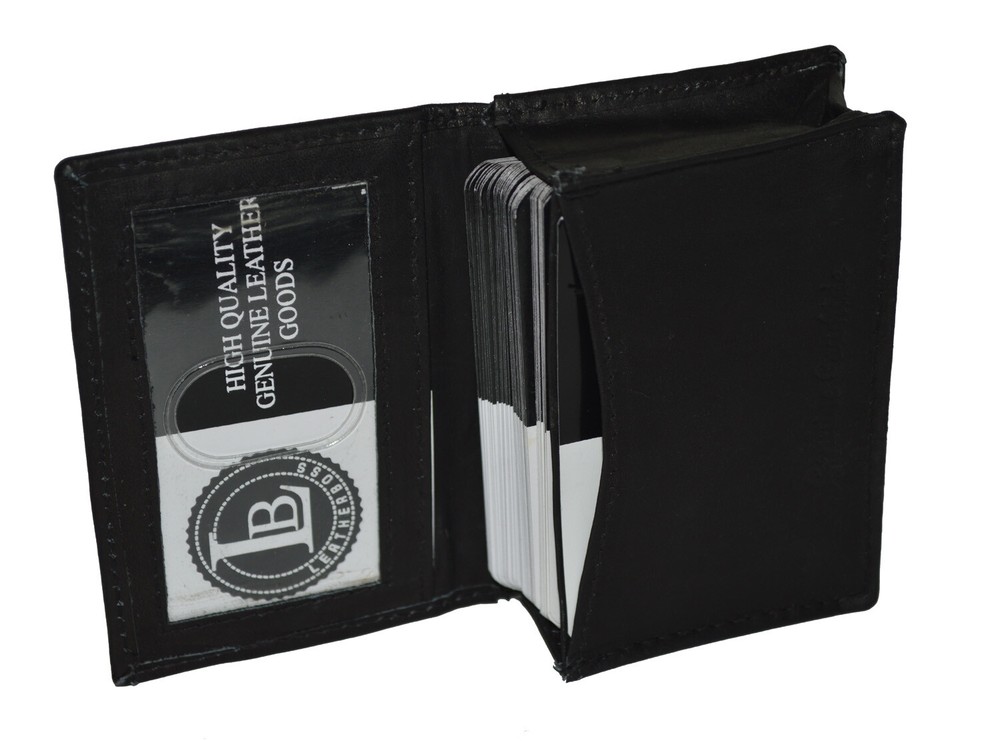 Leatherboss Leather Card Case Front Pocket Wallet ID Window Slim Thin Mini