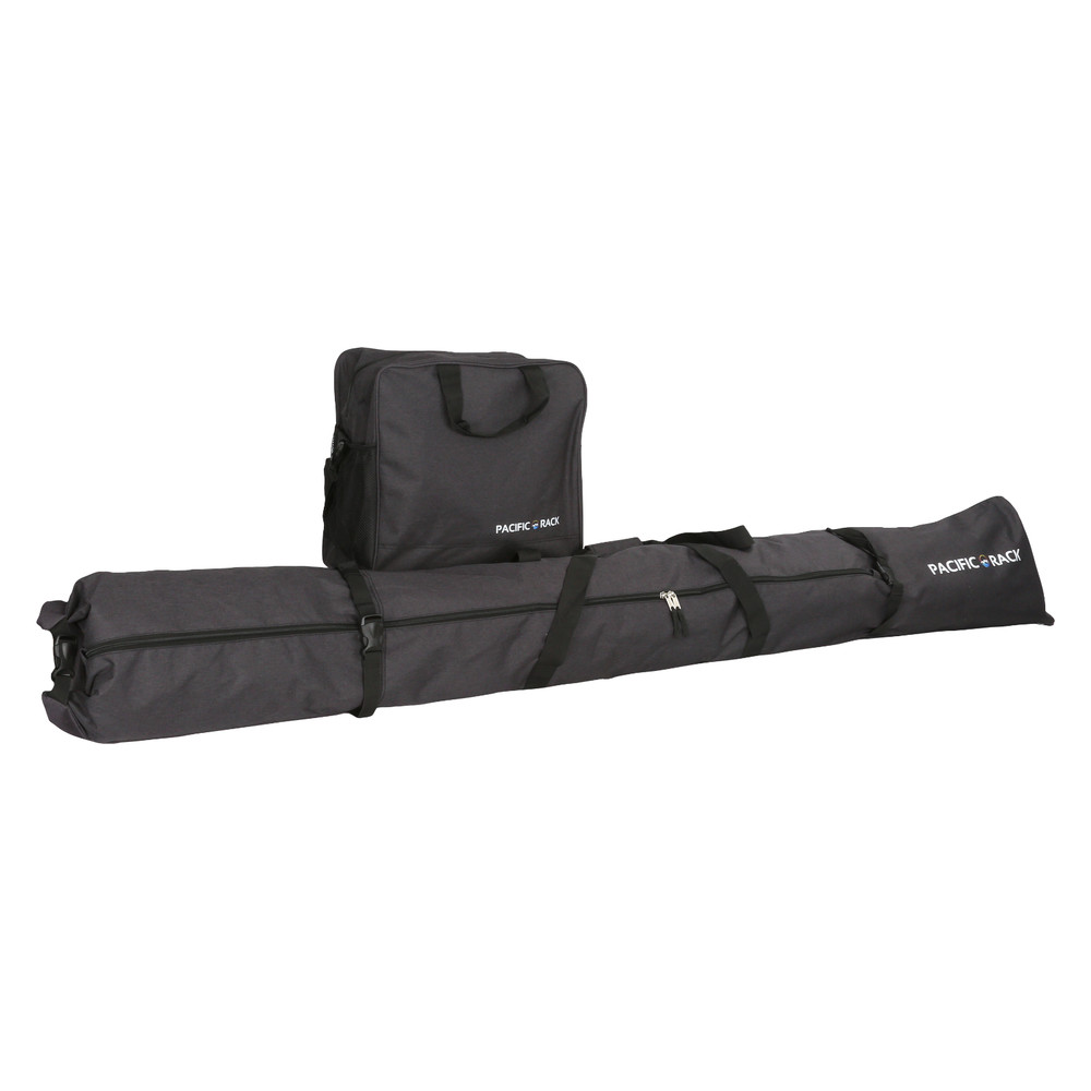 Adjustable Length Ski and Boot Bag Combo - Black Set + 2 Ski Straps