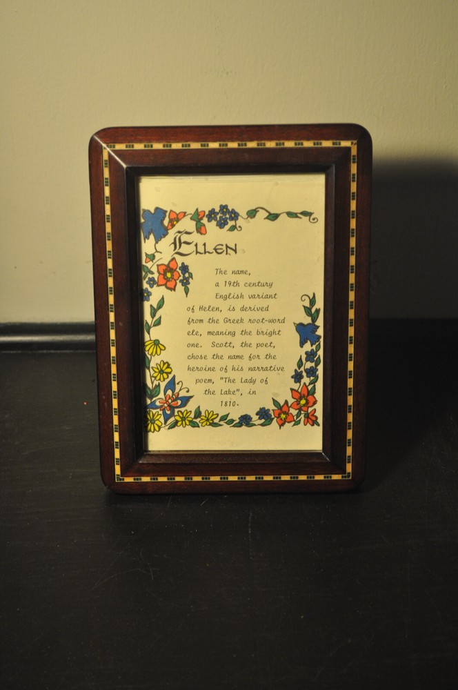 Ellen Name Meaning Keepsake in solid wood frame