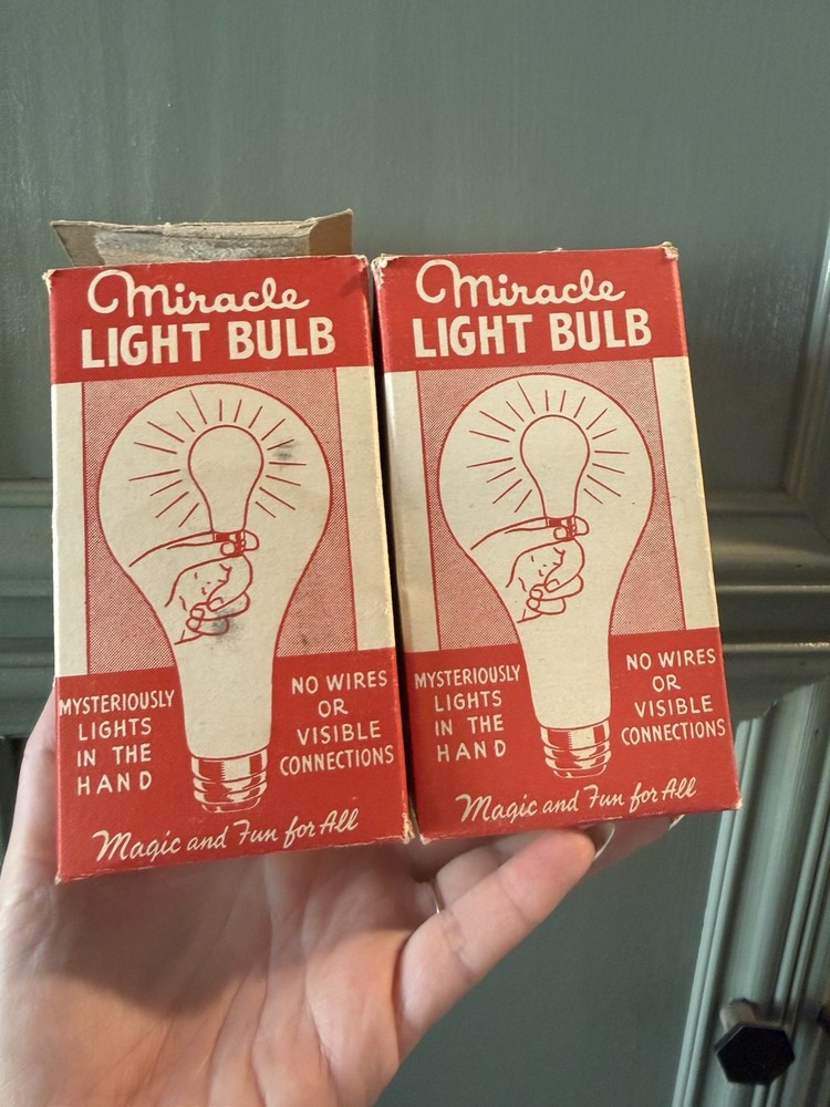 Pair Of Vintage Rare Miracle LightBulb Magic Tricks Work Boxes Tested Work !!