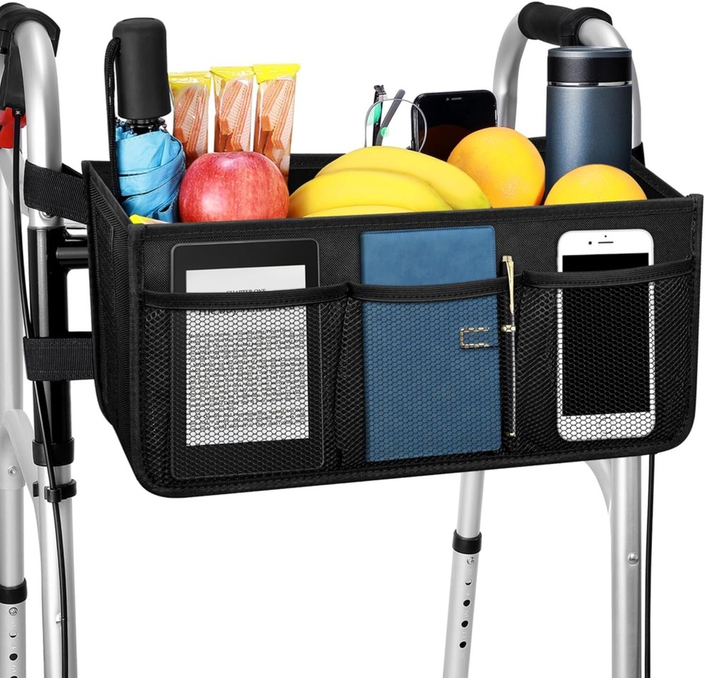 Customized Walker Accessories: Stable and Spacious Bag with Secure Cup Holder
