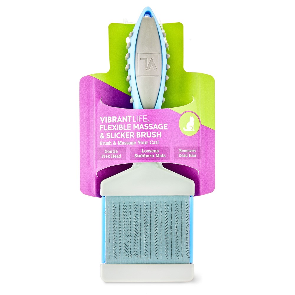 Flexible Massage and Slicker Brush for Cats