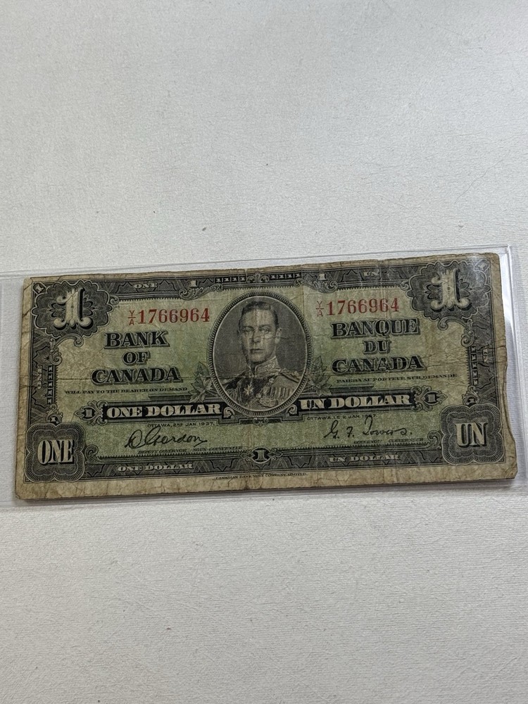 1937 Canada 1 Dollar Banknote P# 58d