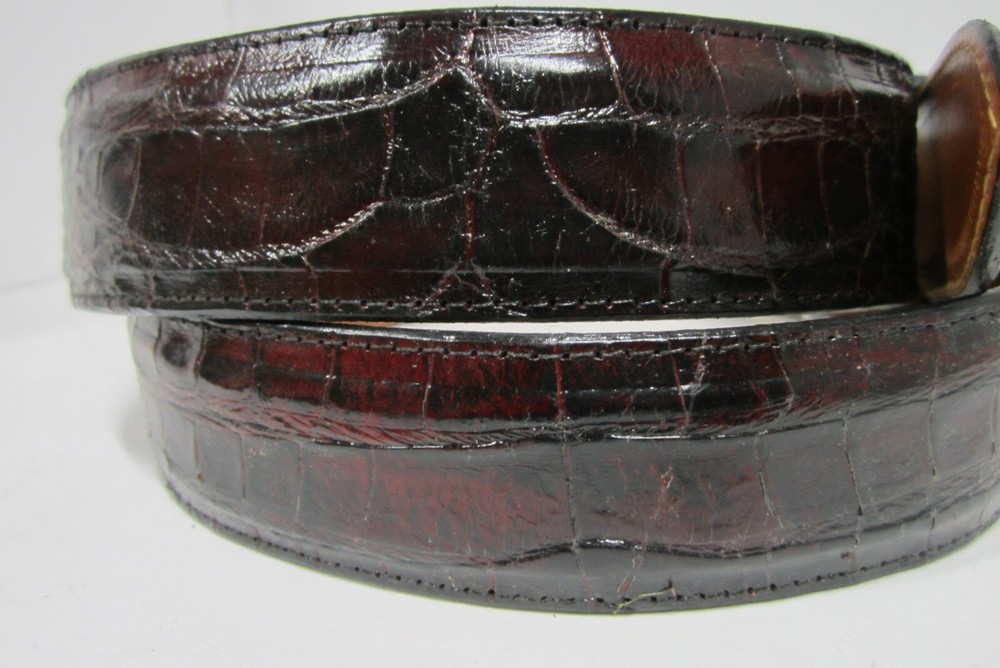 GENUINE ALLIGATOR BLACK CHERRY BELTS