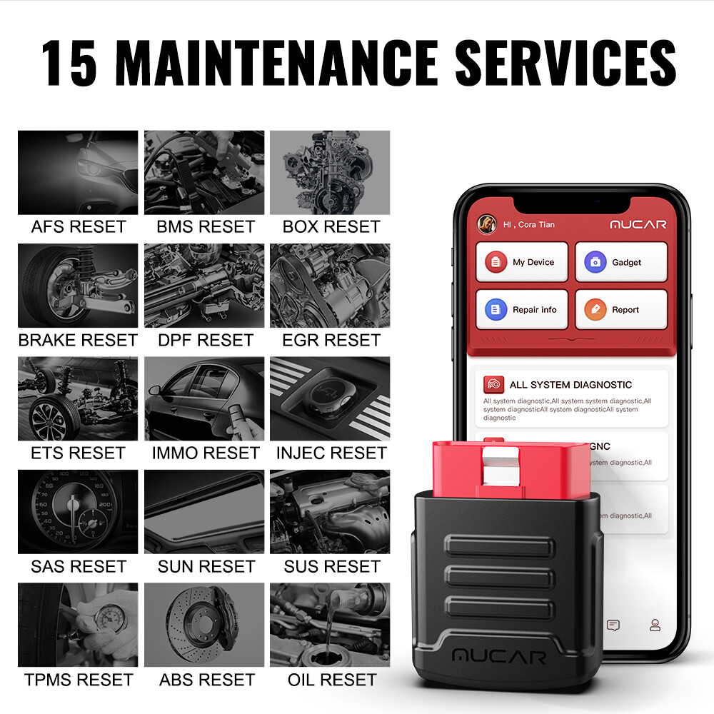 MUCAR OBD2 Scan Tool Bluetooth All System ABS SRS Engine Car Fault Code Reader