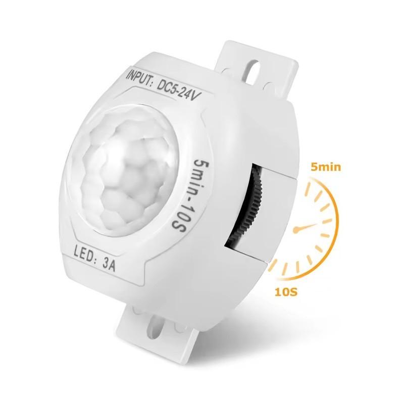 DC 5V-24V 3A PIR Motion Sensor Light Switch IR Detector Time Delay for LED Strip