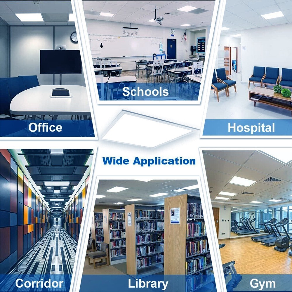 2-100Pack 2x2Ft LED Panel Light Drop Ceiling Flat Recessed Troffer Fixture 5000K