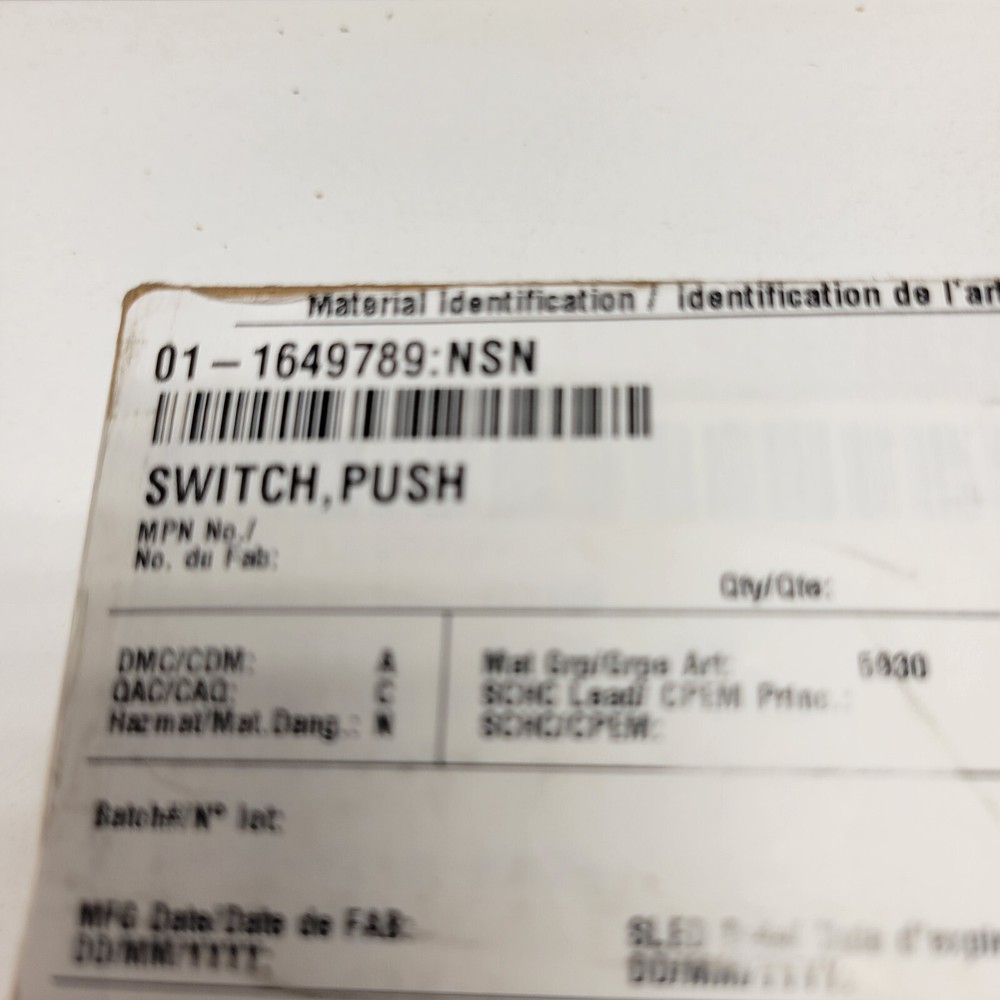 5930-01-164-9789 Push Switch 5189178-016