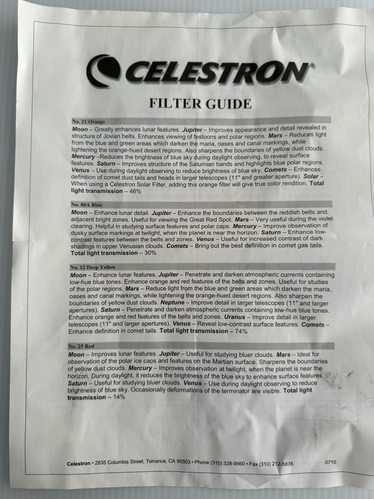 Celestron Telescope Lens and Filter Kit with Bonus Collimation Tool