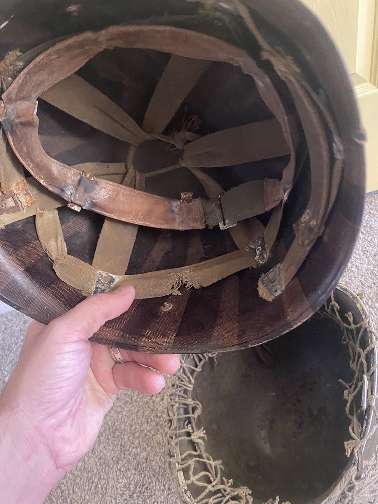 Ww2 M1 Helmet Front Seam With Liner