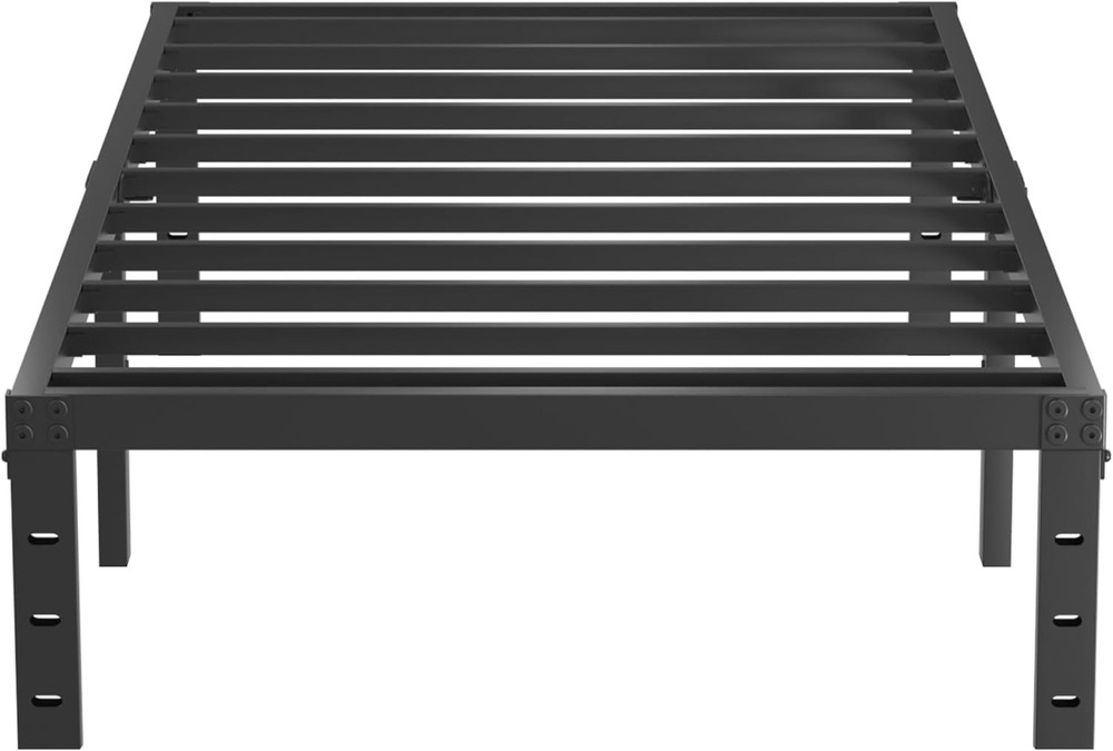 14 Inch Metal Bed Frame Twin Size Heavy Duty Bedframe W/ Headboard Black Basic