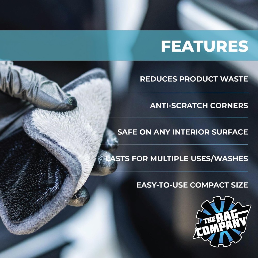 The Rag Company - Interior Scrubber - Soft Microfiber Pad 4 Pack, Black/Grey
