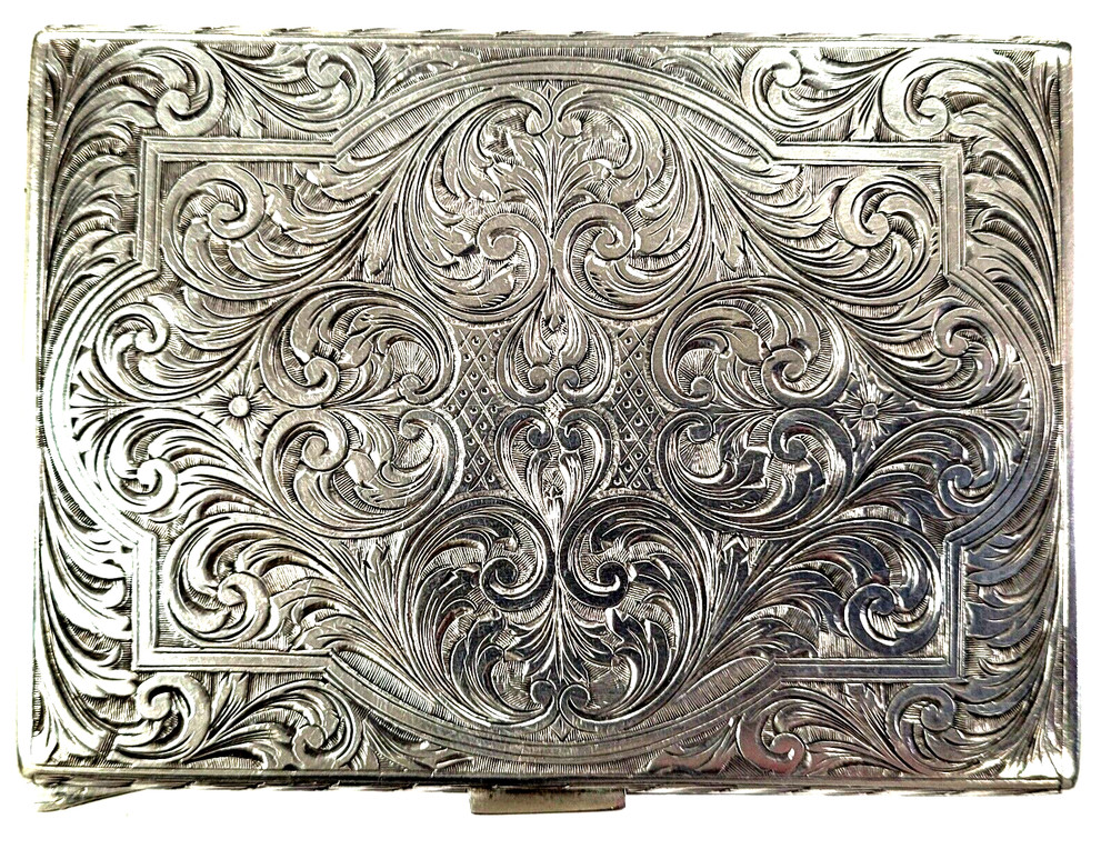 Vintage 800 Italian Fine Silver Push Open Cigarette Case 134g