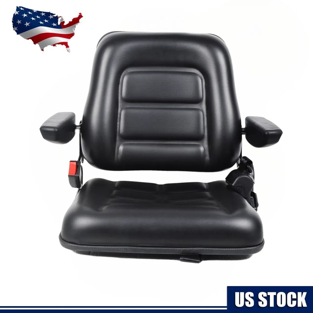 Tractor Forklift Seat Excavator Universal Adjustable Backrest Armrest Safty Belt