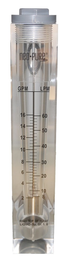 Neo-Pure Adjustable Panel Mount Flowmeter 2-16GPM 1" MNPT