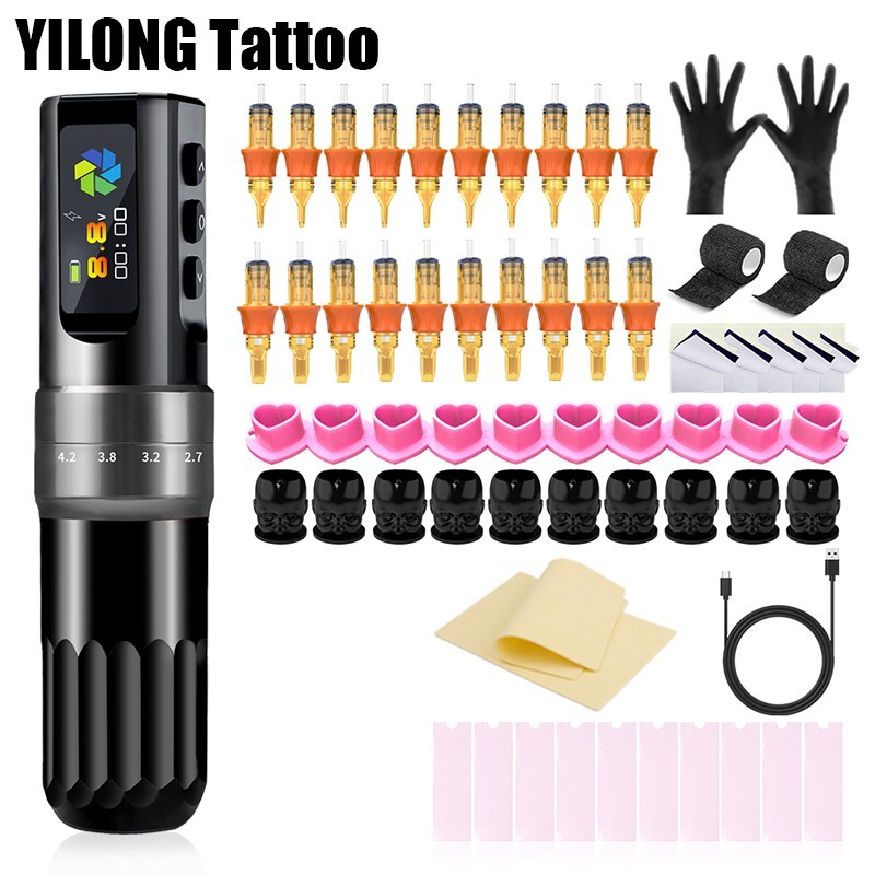Professional Adjust Stroke Coreless Motor Tattoo Gun Make Up Machine Kit 2000mAh