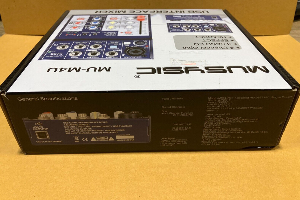 MUSYSIC 4-Channel Digital Mixer with USB Interface Studio,Webcast,Podcast MU-M4U