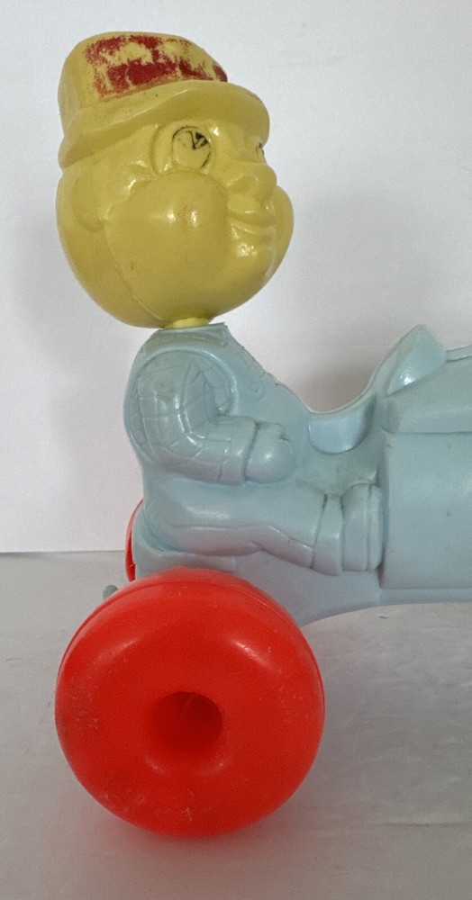 Empire Tractor Farmer Bobble Head Pull Toy Blow Mold Original Pull String Rare