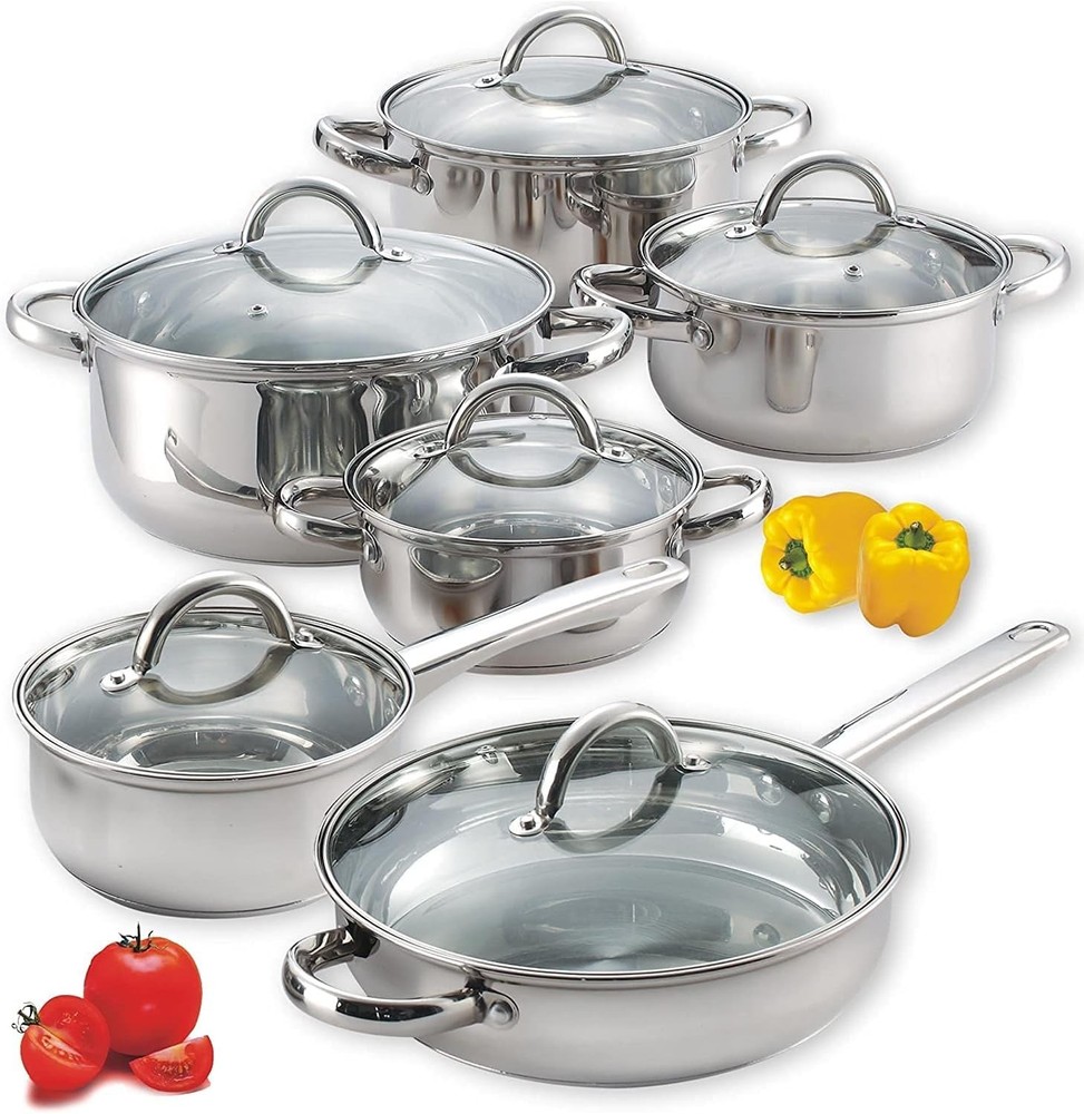 Stainless Steel Cookware Set, 12-Piece