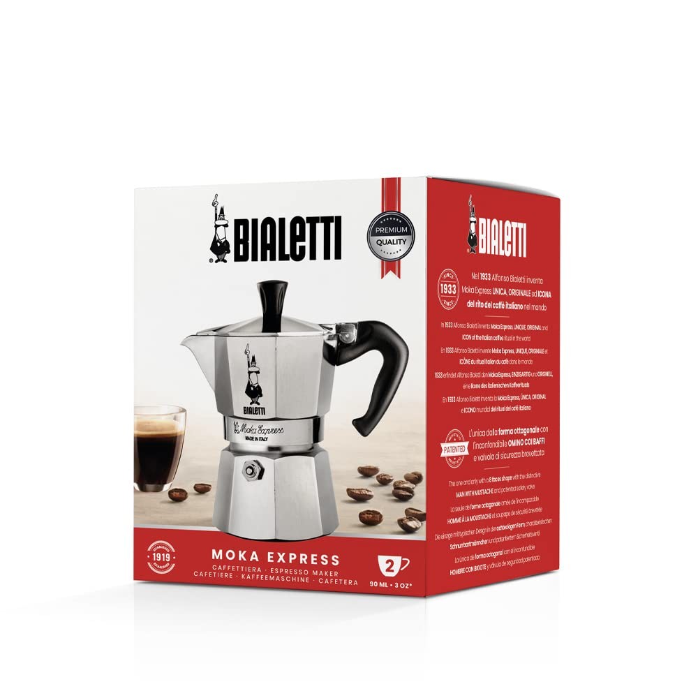 Moka Express Export Espresso Maker,90 ml, Silver