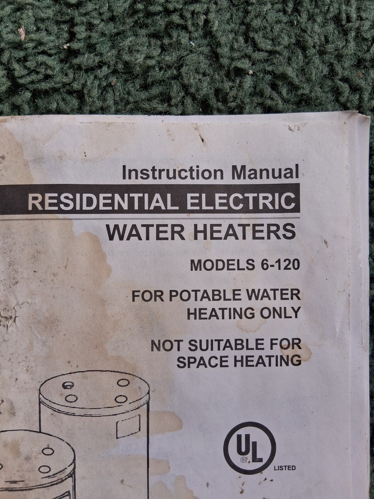 Slate Water Heater Manual Model 6 to 120   Vintage Manual