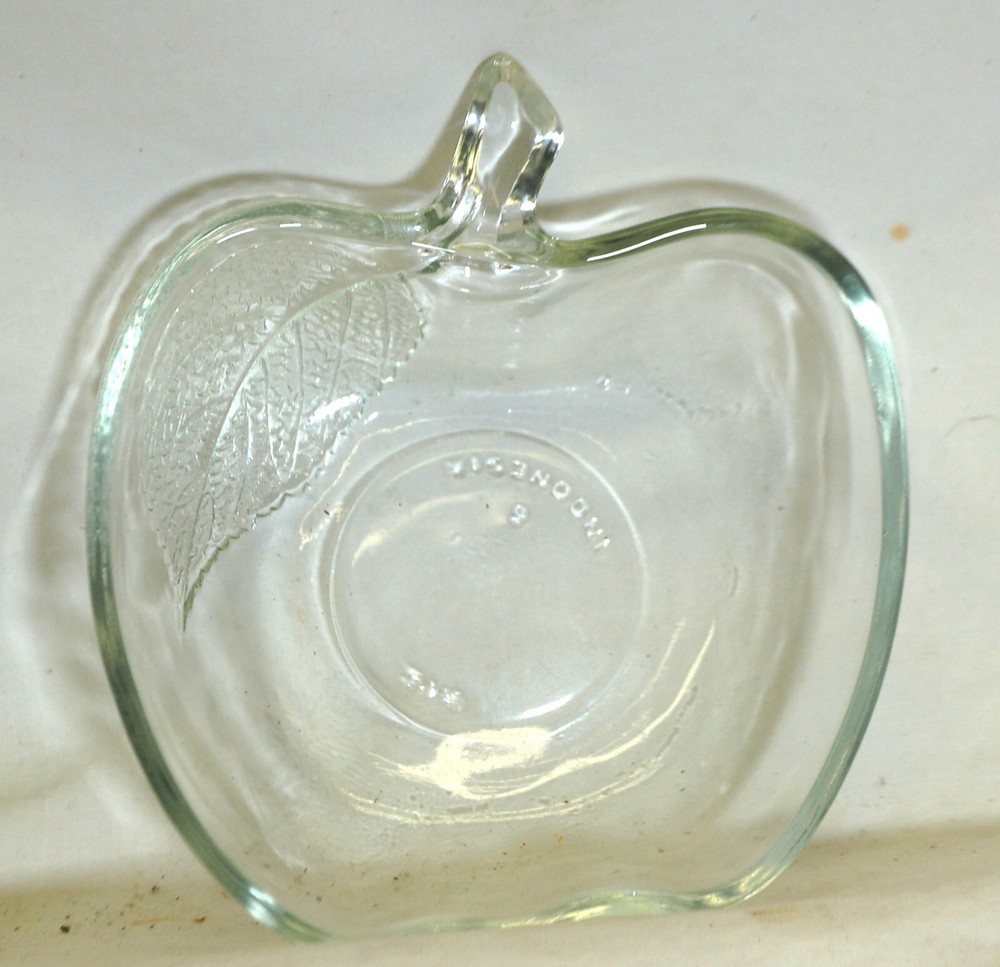 Clear Glass Apple Candy Nut Dish