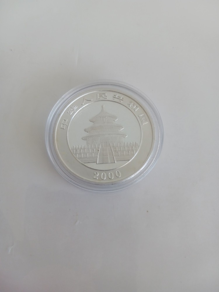 2000 China Panda Silver 1 Oz Coin Colored In Capsule BU.