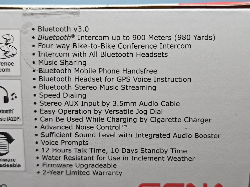 Sena SMH10 Motorcycle Bluetooth Headset & Intercom Universal Microphone Kit New!