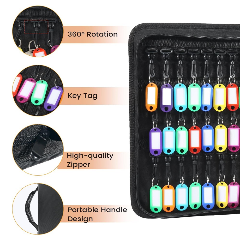 Zippered Key Case, Portable Key Organizer with Handle, Waterproof & Fireproof...