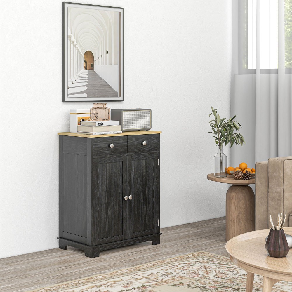 Office Coffee Cabinet - Solid Wood Countertop,Modern Tea Storage Organizer