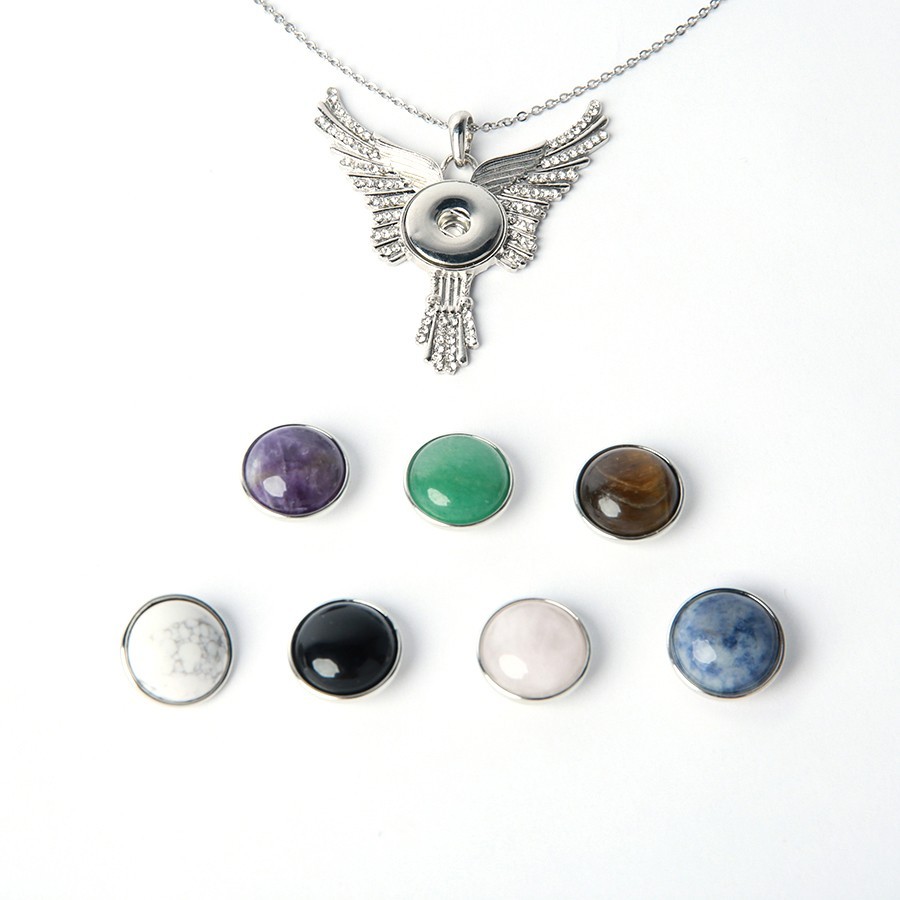 Dream Forest Series. Natural Crystal Gemstone Button Necklace