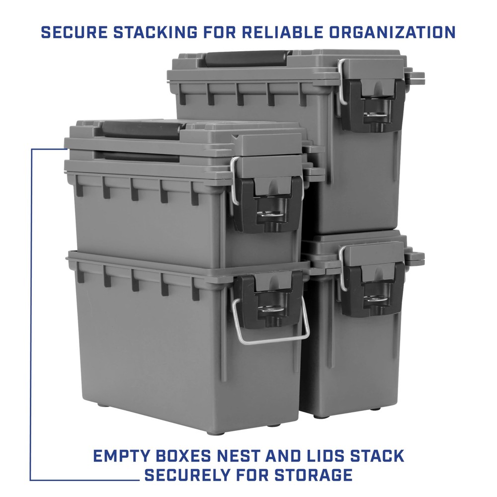Sheffield 12628 Ammo Storage Box, Stackable .30 Cal Standard Single, Gray