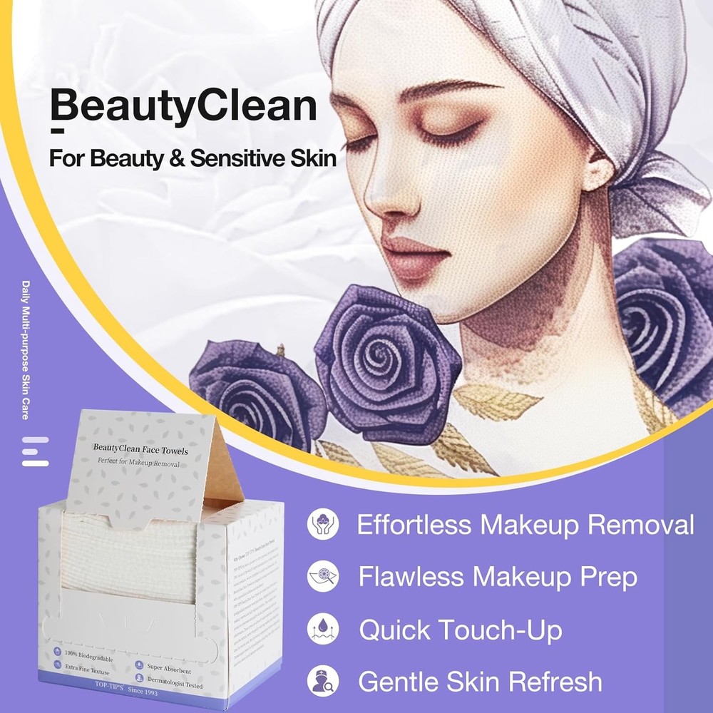 Disposable Face Towels, Biodegradable Soft & Skin Friendly Face Towelettes