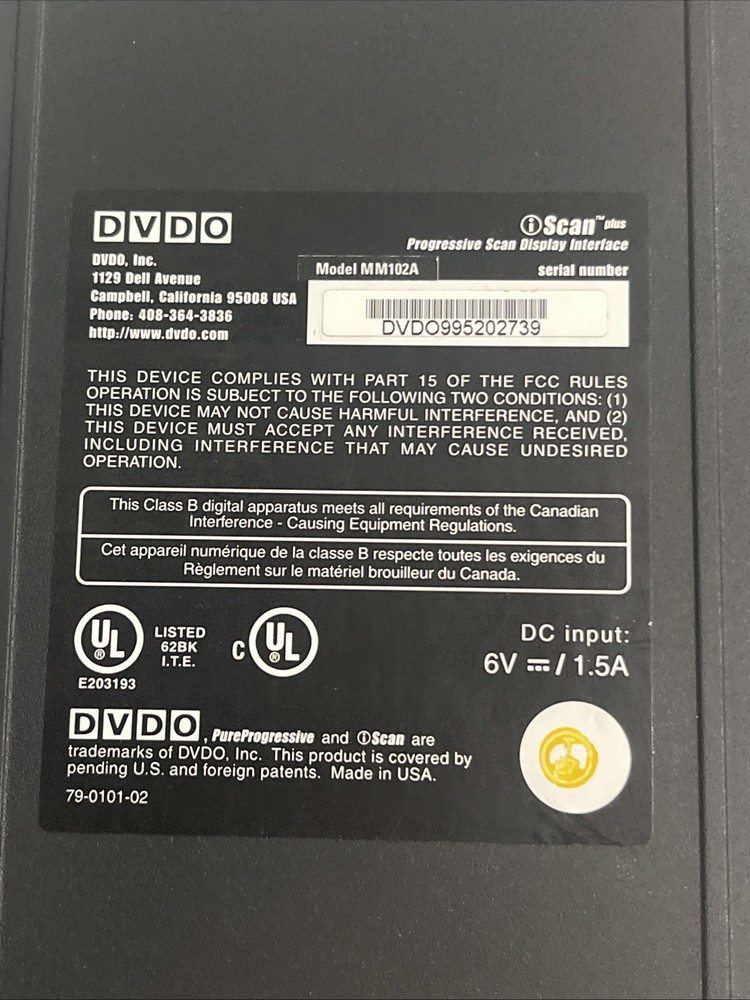 DVDO iScan Plus Progressive Scan Display Interface, Model MM102A