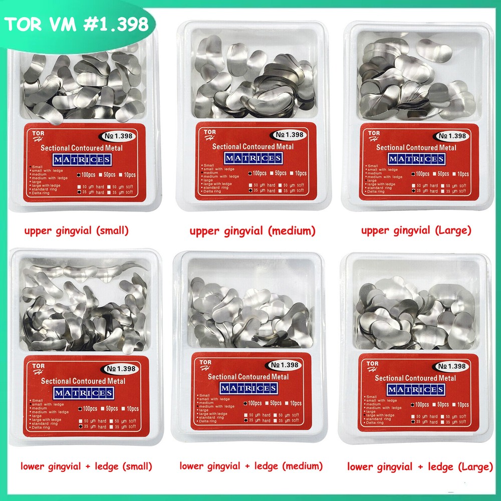 TOR VM Dental Sectional Contoured Matrices Refill Matrix Band Large Medium Small